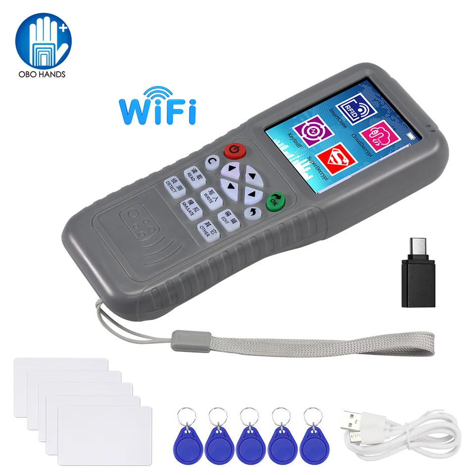WiFi RFID Copier Duplicator Key Programátor NFC Card Reader Writer s úplným dekódom 125KHz 13.56MHz USB ID ID UID S50 Copykey X5