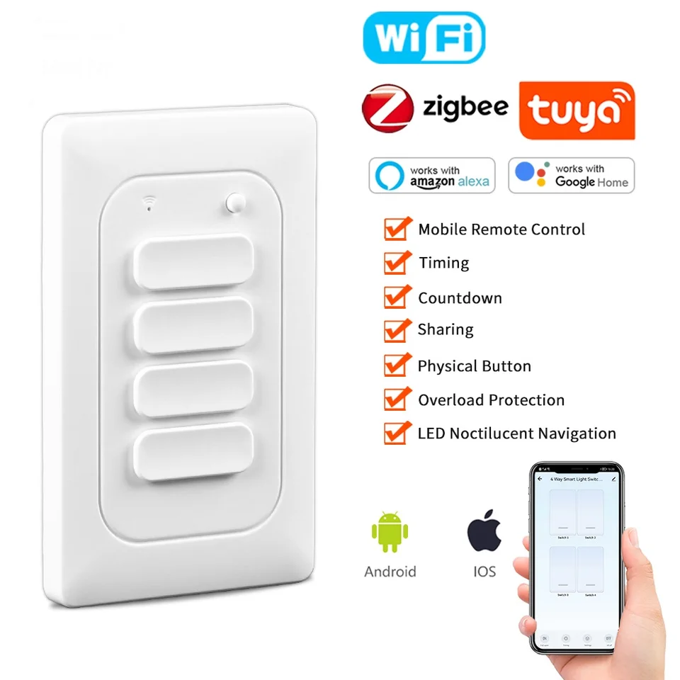 WiFi/Zigbee TUYA SMART SWITGE BLOCK US NIE JE POŽIADAVKA NEVYHĽADÁVATEĽNÝCH SMARTOVÝCH SVETOVÝCH SVETOV NA DOMÁCNE SVETLO PREVÁDZKU