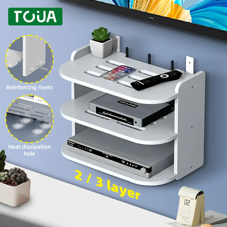 Wifi závesná polica Mount Mounter Router Police Punch Free TV Set Top Box Floating Hanging Rack Power Strip Router Storage Držiak