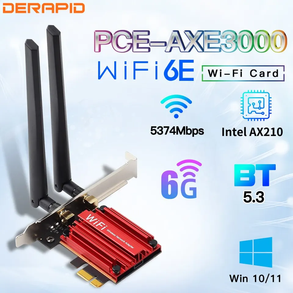 WiFi6e Intel AX210 Bluetooth 5.3 Triple Band 2,4G/5GHZ/6GHZ WiFi karta 802.11ax AX200 PCI Express Wireless Wireless Adapter PC PC