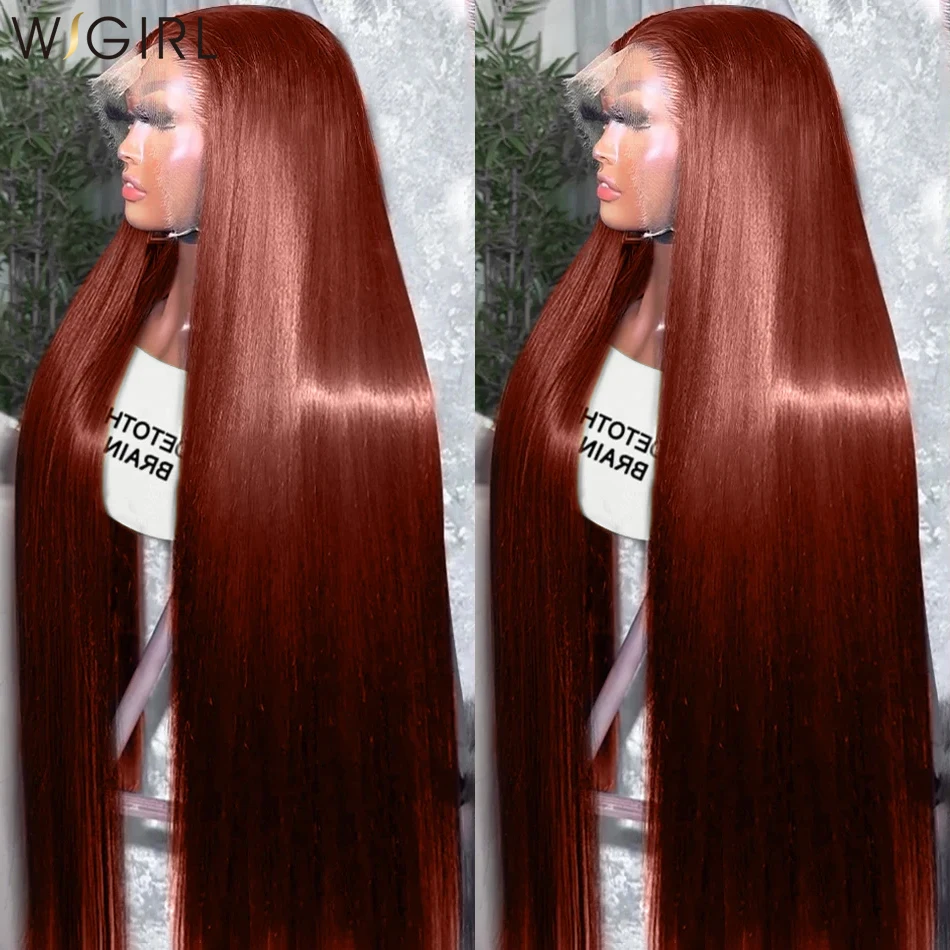 Wigirl HD 180% 32 palca Reddish hnedá kosť rovná 13x4 parochňa Human Human Hair Lace predná parochňa farba 13x6 čipkovaná predná parochňa pre ženy