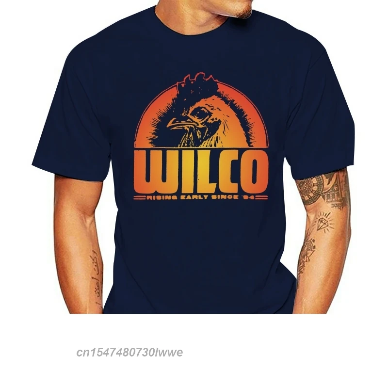 Wilco Mens Black Rooster Vintage T košeľa čierne bavlnené tričko Men cool štýlové tričko eu veľkosť