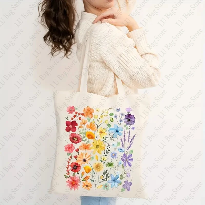 Wildflower LGBTQ Tote BAG biele plátno tašky na ramená Gay Pride Darčekové tašky lesbické nakupujúce LGBT LESBIAN NÁKLADOVÁ BAG