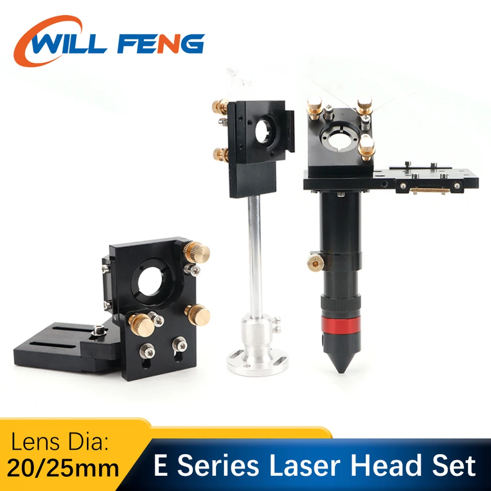 Will Feng Black CO2 laserová sada hlavy sada Dia20 FL50,8 mm 63.5 Odráža držiak zrkadla Dia25mm pre lineárnu laserovú laserovú laser