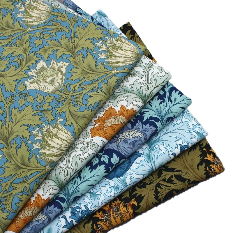 William Morris Fabric Cotton Digital Printing Klasický kvet vytlačený ručne vyrábaný remeselnícky dodávky na pol metra šaty tissu