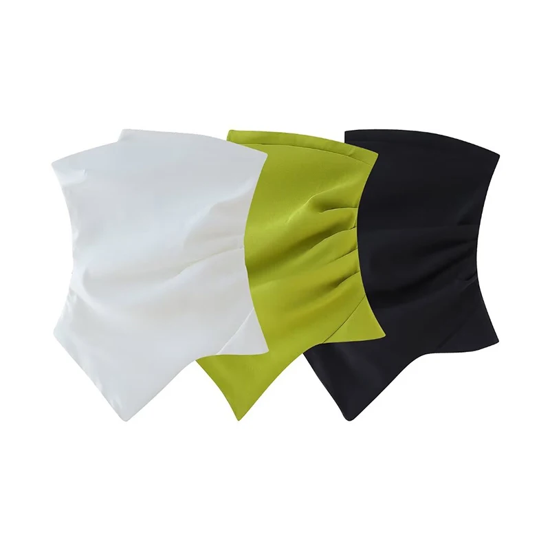 Willshela Women Fashion Solid Solid Side Side Asymetrické vrcholy Vintage backless bez ramienok bez ramienok elegantné dámske topy