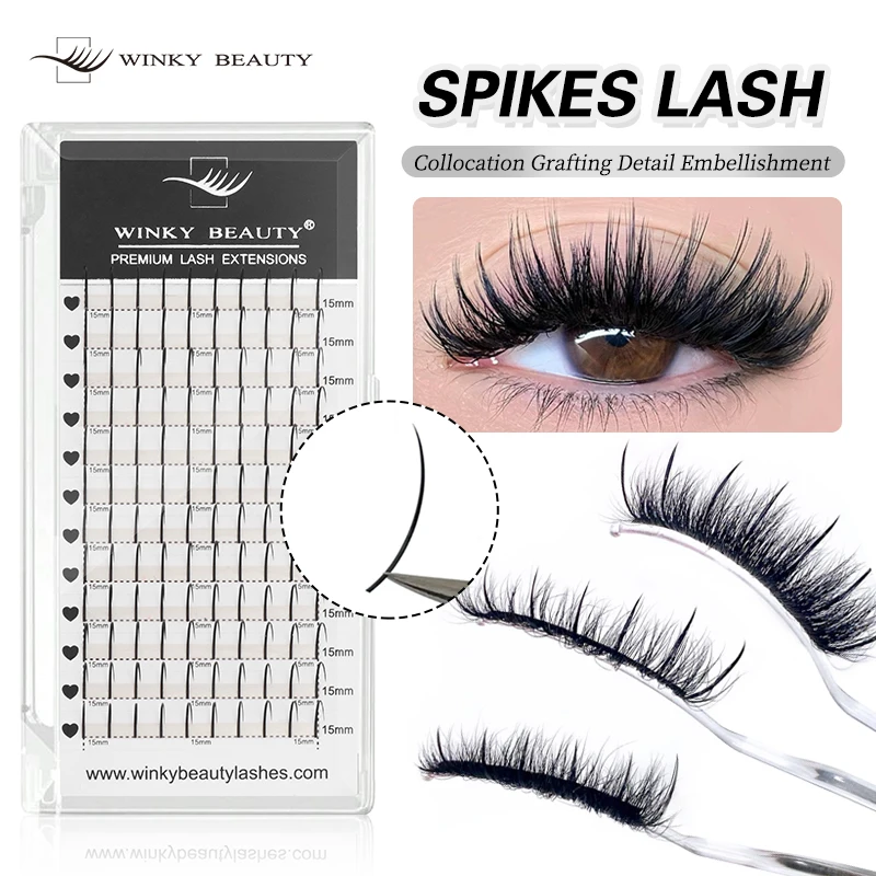 Winky Beauty 12Rows A/M Shape Hrotes Rastes Individual Wispy Premade Fanúšikov