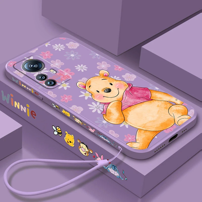 Winnie Pooh medveď Disney Flower Liquid Let ľavé lano pre xiaomi mi 14 13T 13 12T 12 11T 11i 11 A3 10T 10 9 Pro Lite Ultra 5G Soft