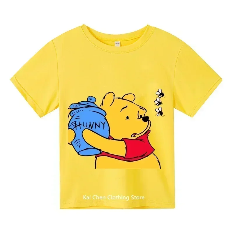 Winnie Pooh roztomilé detské traťové súpravy letné oblečenie karikatúra móda chlapci s krátkym rukávom Tričko s krátkym rukávom