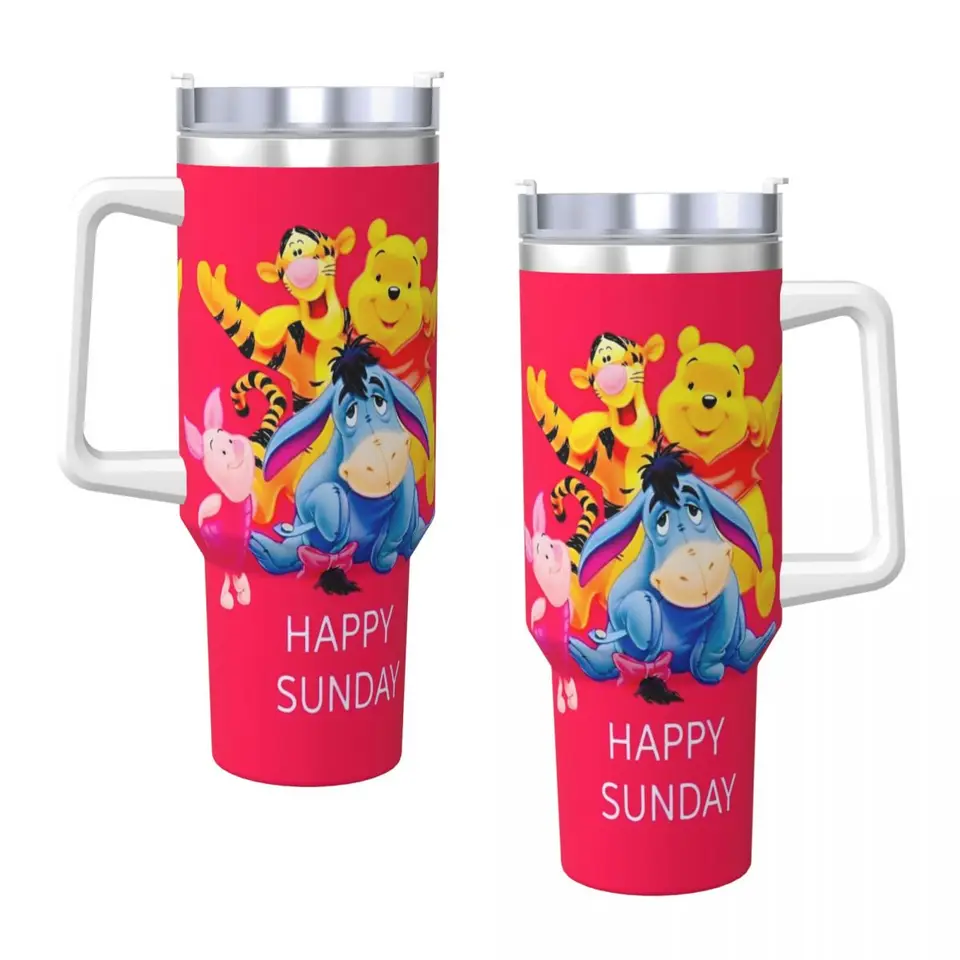 Winnie the Pooh Cartoon Tumbler Studený nápoj Fľaša Fľaša prenosná z nehrdzavejúcej ocele Termálny hrnček dizajn kempingové hrnčeky