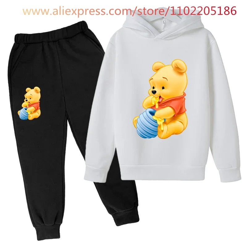 Winnie the Pooh Hoodie Sets Spring a jesenné deti Mikina módy 2ks Tracksuits pre detské chlapec oblečenie 4-14 rokov