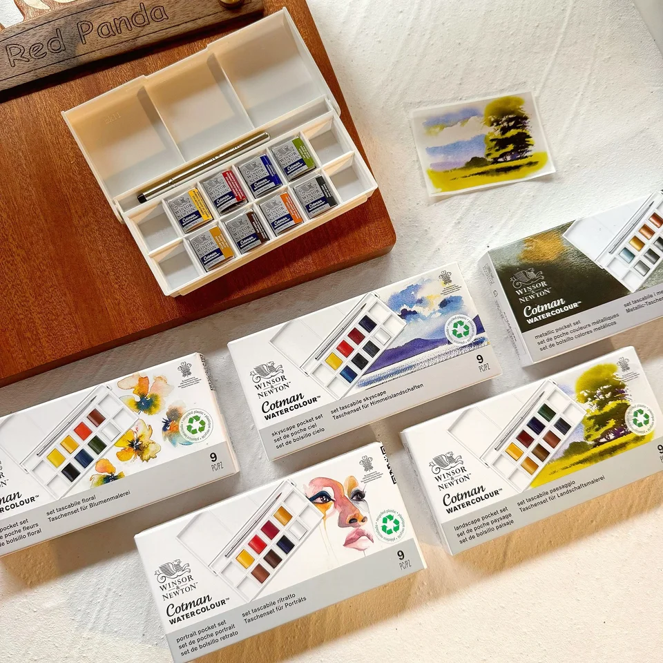 Winsor & Newton Cotman Metallic Watercolor Paint Set8 Color Rhalf Pans Colors Palet