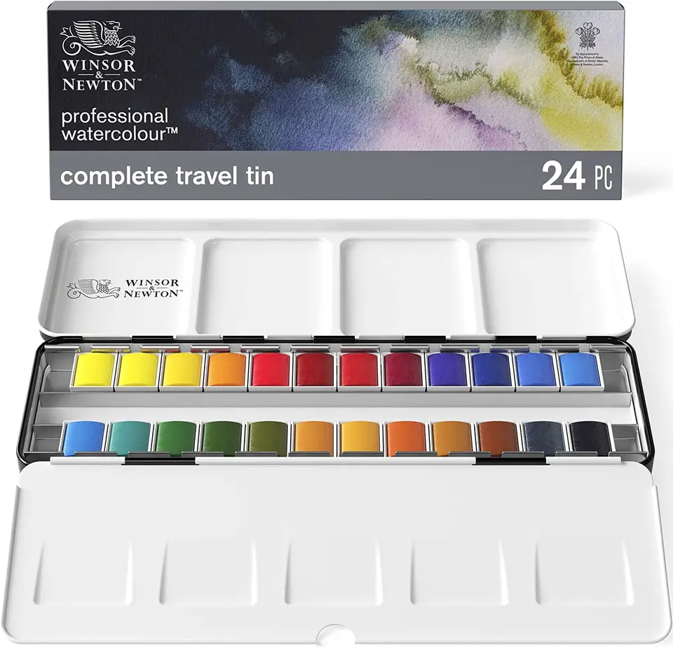 Winsor & Newton Professional Cotman Watercolor Paint v kovovej skrinke 12/24 Polovičné panvice vysokej kvality umelcov a spoľahlivosť