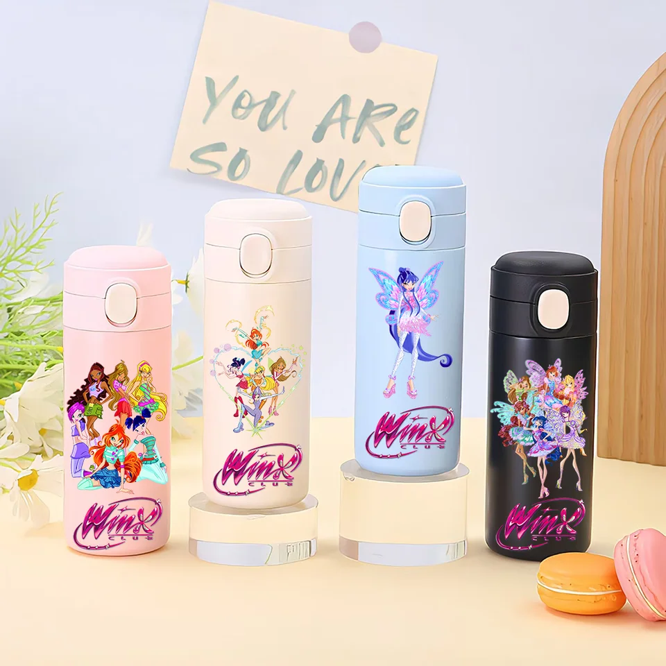 Winx Club 420 ml Magická krása z nehrdzavejúcej ocele Fľaša na vodu anime deti Dospelý cestovanie vonkajšieho izolovaného vodného pohára darček