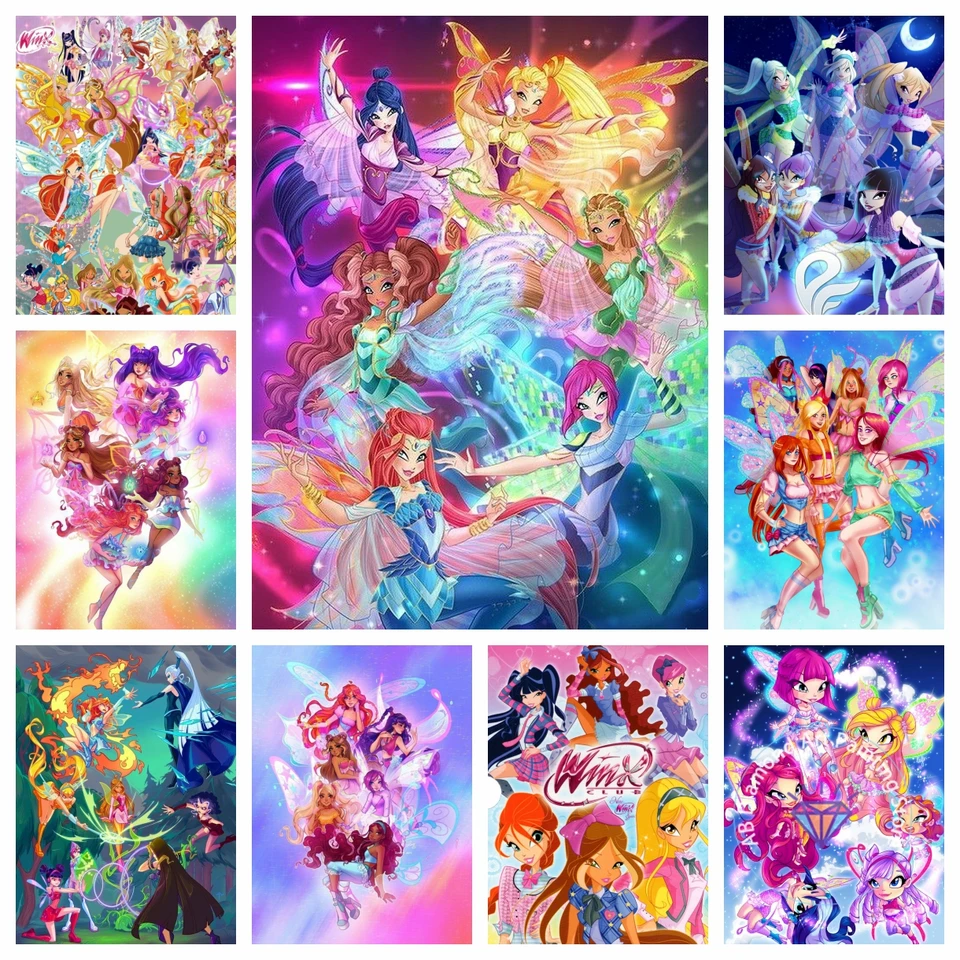 Winx Club Cartoon Anime AB Diamond Drawing Kit 5D DIY Diamond Cross Výšivka ručne vyrábaná umelecká umenie Dospelé deti Darček Home Decoration