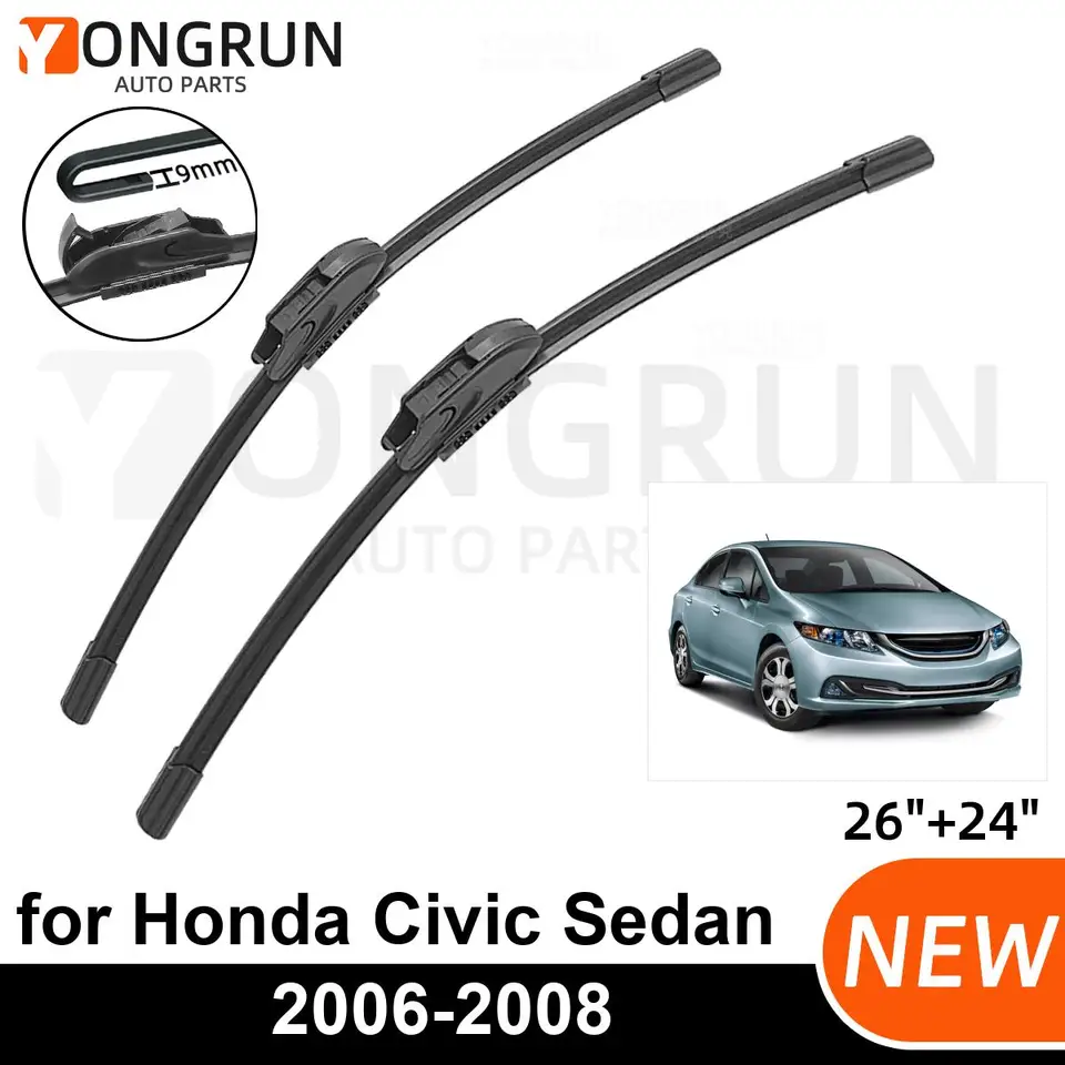 Wiper 2pcs Car pre Honda Civic Sedan MK9 2009-2016 predné čelné sklo stierača čepele Blade Gumové doplnky 2009 2010 2016