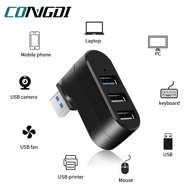 Wireless 3 in 1 USB 3.0 2.0 Adaptér nábojov pre notebook 3 porty USB Splitter Mini U Disk PC PC počítačové príslušenstvo