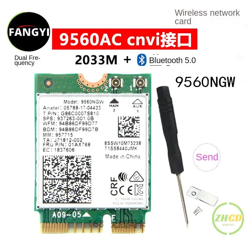 Wireless Dual Band Wireless pre Intel 9560AC 9560NGW 1,73 GBPS WIFI 802.11ac pre Bluetooth 5.0 WLAN kartu s MHF4 UF.L Anténny Windows10