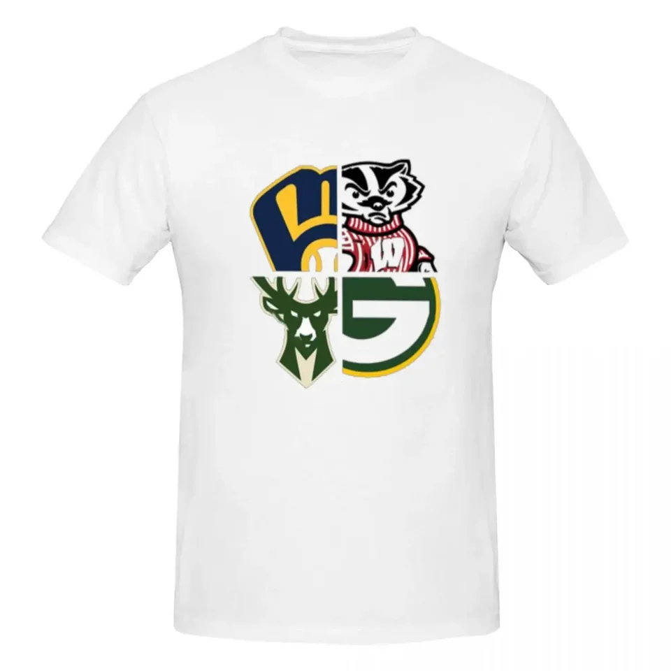 Wisconsin Sports 100% bavlnené tričko Mužské vtipné tričká Men O-Neck krátky rukáv S-6XL