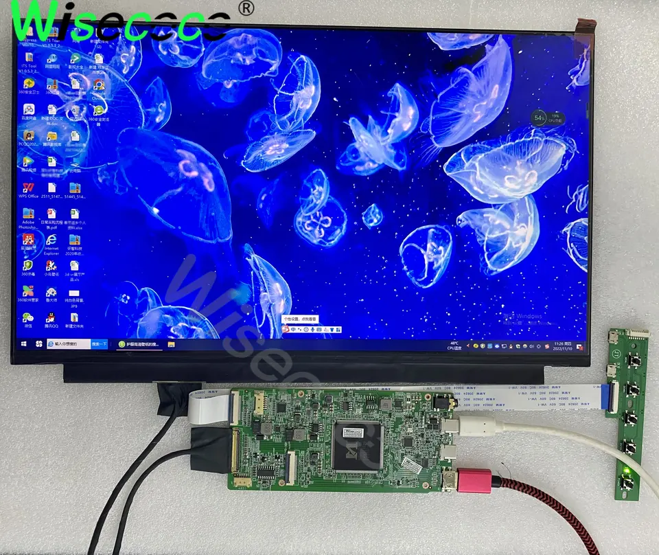 Wisecoco 15,6 palca 4K LCD displej 3840x2160 dotyková obrazovka prenosný počítač Raspberry Pi Herný panel typu C doska ovládača