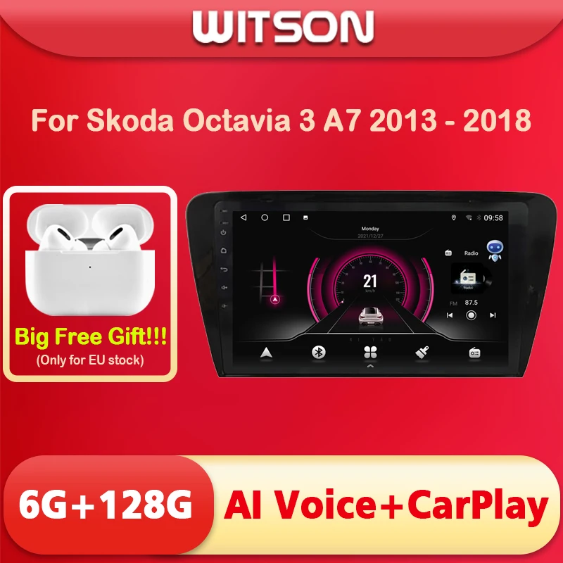Witson AI Voice Android 11 Car Radio Multimedia pre SkoDa Octavia 3 A7 2013 2014 2015 2016 2017 2018 Wireless CarPlay 4G Modem 4G