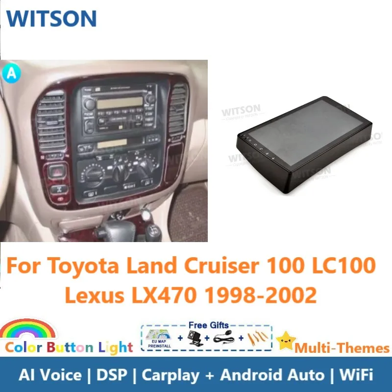 Witson Android 14 Auto Stereo pre Toyota Land Cruiser 100 LC100 LEXUS LX470 1998-2002 Automobilie Multimedia GPS Audio Multimedia GPS