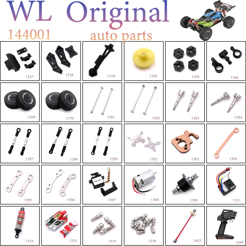 Wltoys 144001 RC CAR Originálne náhradné diely Cardan Sheft Dog Kone Zadná nápravná auto Príslušenstvo