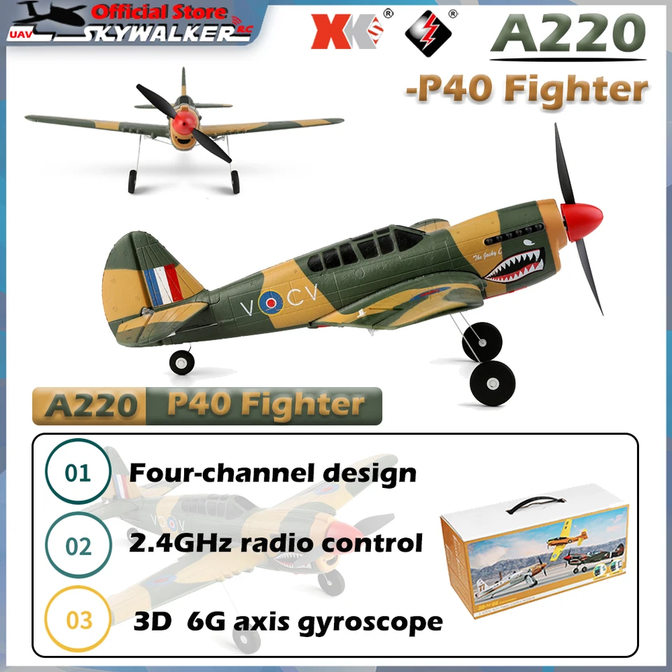 Wltoys A220 RC Rovina 2.4G 4CH 3D/6G Režim diaľkového ovládania kĺzania Elektrické lietadlo RTF RC Fixné krídlo vonkajšie hračky pre deti