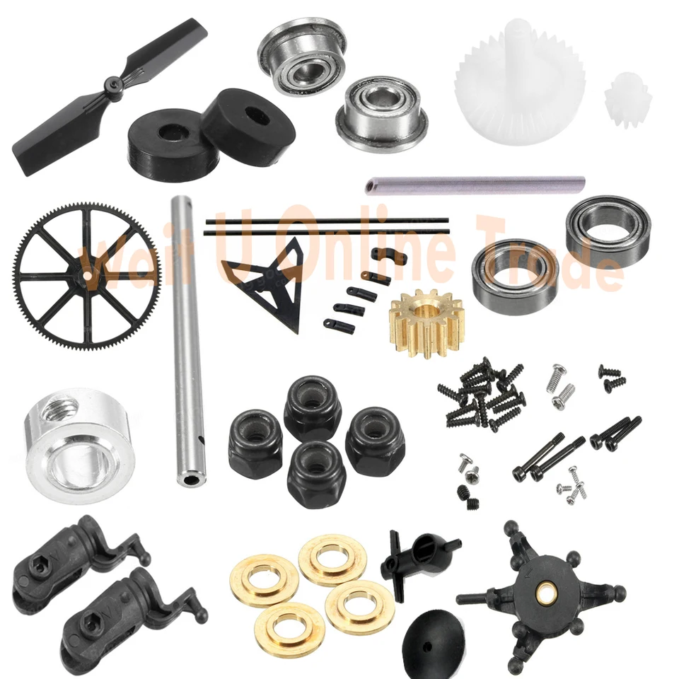 Wltoys v950 hlavný ozubený chvost čepeľ ložiska vytiahnutá tyč M2 matice gumové krúžkové krúžky rotor rotor hlava trubice Motor