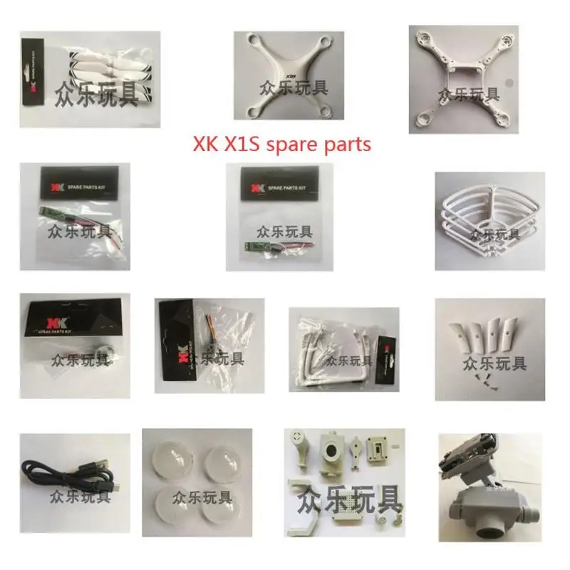 Wltoys XK X1S RC Drone Sure Parts Motor Motor ESC Ochranné prsteň Závesné koleso Body shell diaľkové ovládacie prvky atď.