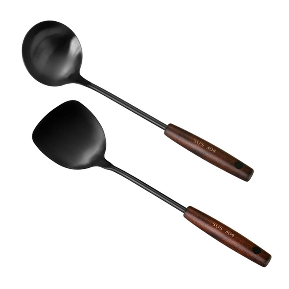 Wok Spattula a Ladle Skimmer Badle Set Sada Fit for Wok, 304 z nehrdzavejúcej ocele Wok Spatula 1Set