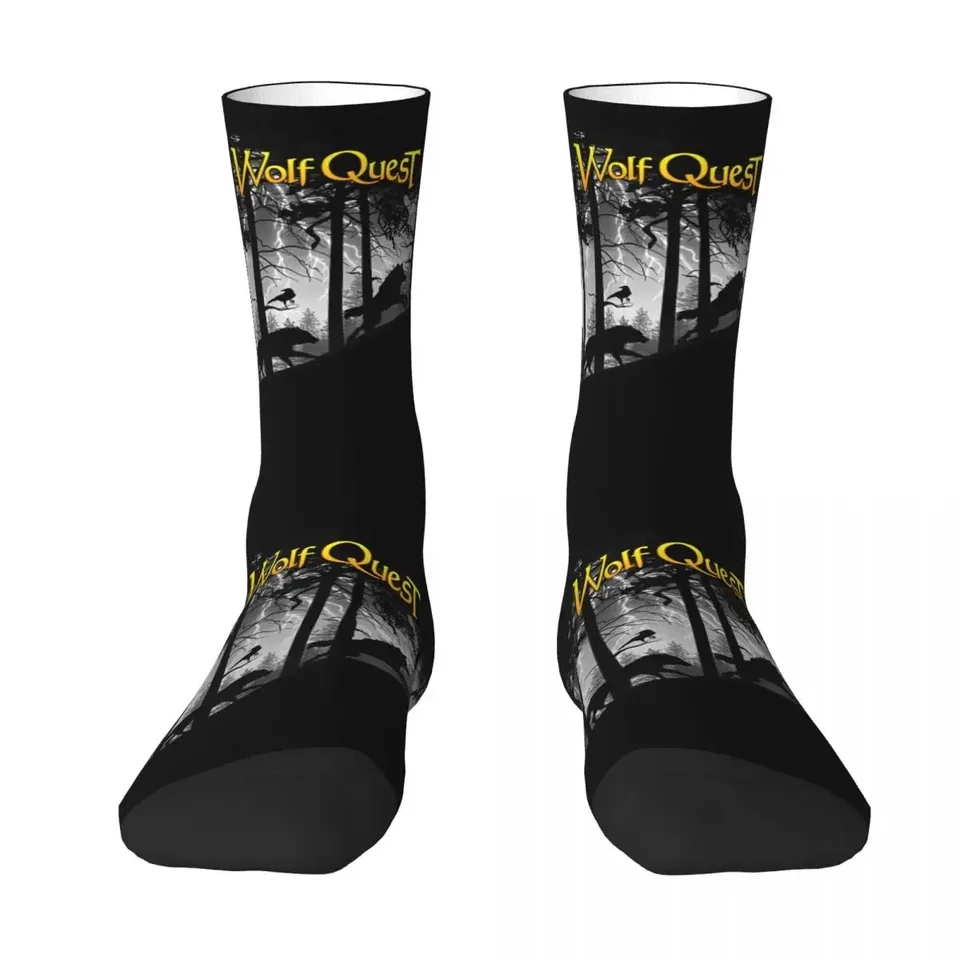 Wolf Pack In Storm - Wolfquest Dream Socks Harajuku Pow -absorbujúce pančuchy po celú sezónu Dlhé ponožky Príslušenstvo pre unisex darčeky