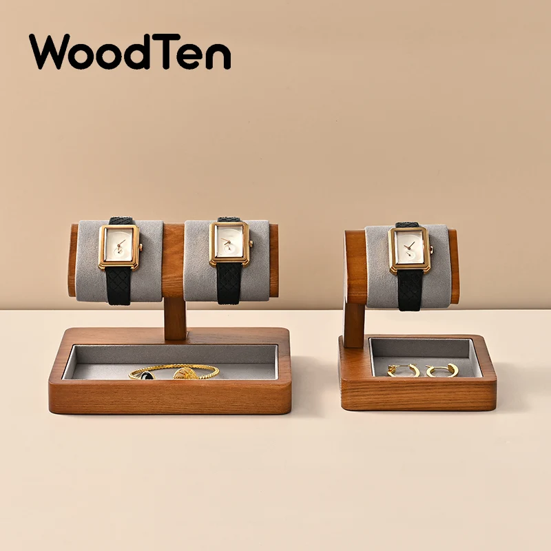 Woodten Mass Wood Drevinery Watch Displej stojan Nové hodinky v tvare T náramok šperky Displej Domáce hodinky Storage stojan