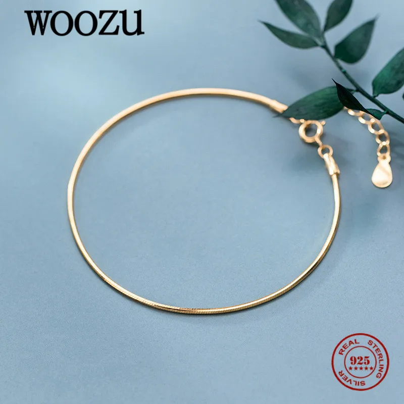 Woozu Real 925 Sterling Silver Trendy Golden Snake Bone Bracelet For Women Charm Party Girl Girl French Hip Hop Narodeniny šperky darček