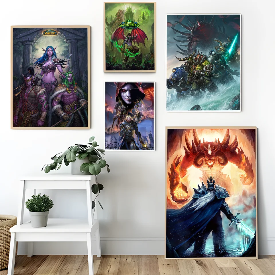 World of Warcraft Game anime plagáty lepivé biele papiere výtlačky plagáty umelecké dielo kawaii izba dekor