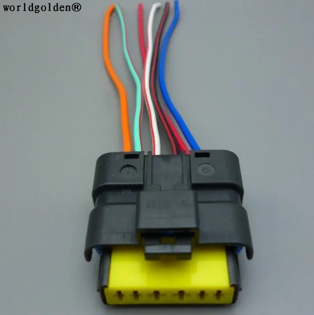 WorldGolden 6 Pin/Way Throttle ventil zástrčka ženský vodotesný elektrický konektor s pigtailom pre Renault Peugeot Citroen