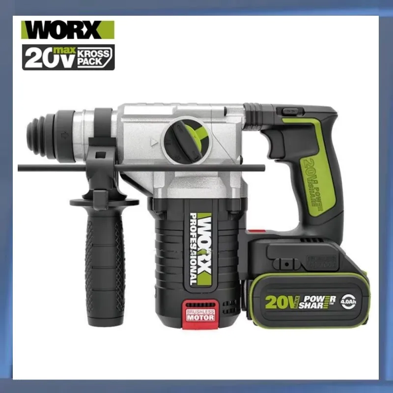 WORX WU388F 24 mm bezdrôtové kefy/rotačné kladivo napájacie náradie Vŕtač betón/tehla/profesionálne/impulzné kladivo 20V