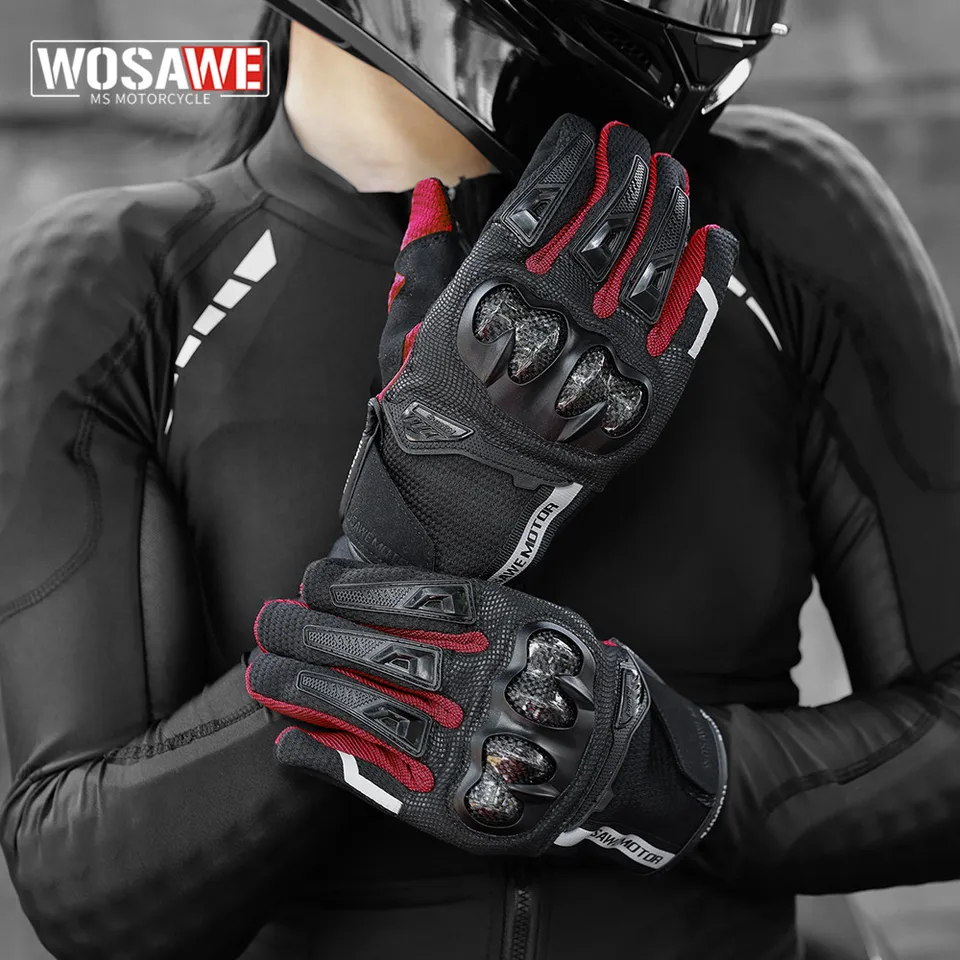 Wosawe Nový motocyklový dotykový rukavice Priedušné rukavice s úplným prstom Outdoor Sports Ochrana jazdiť na nečistotách rukavíc Moto