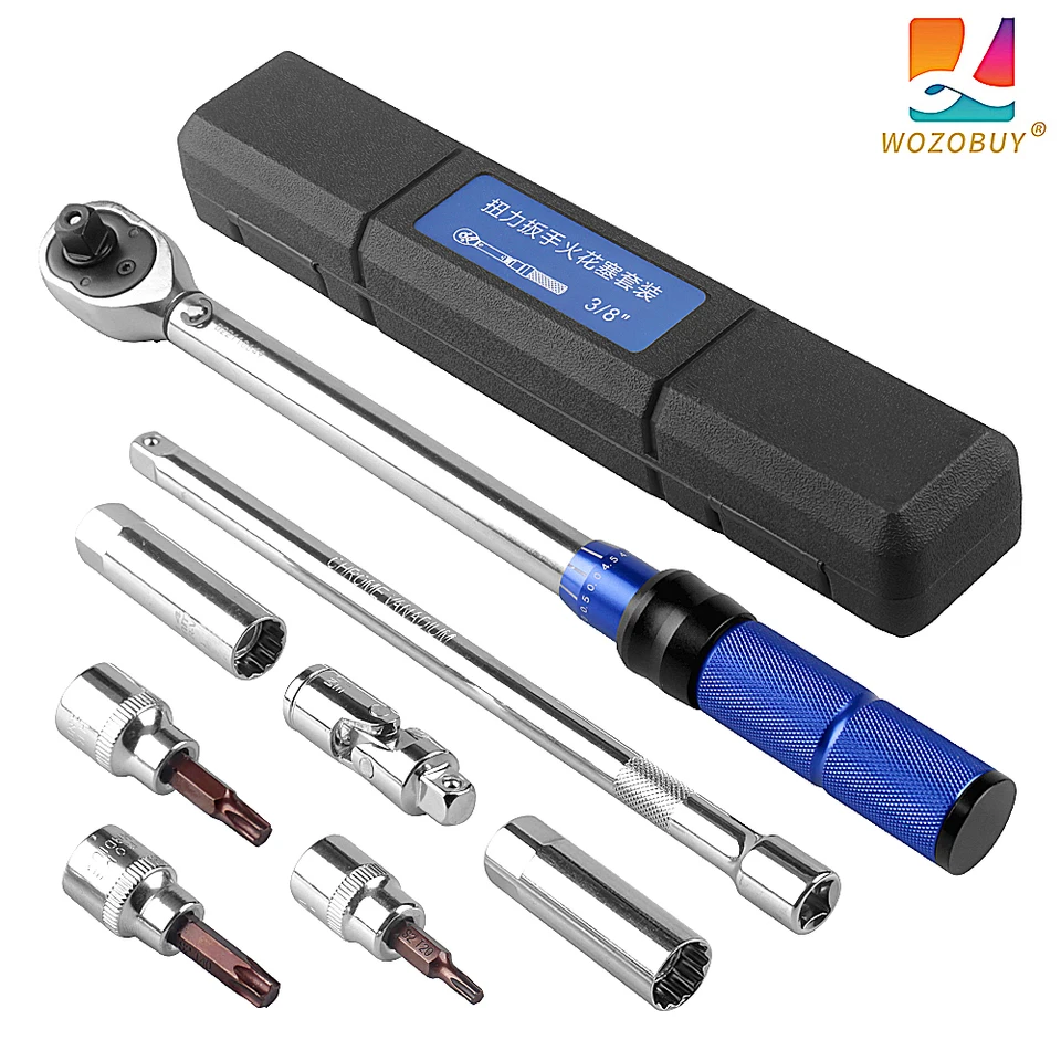 Wozobuy 3/8-palcový pohon Kliknite na krútiaci moment Nastavte nastaviteľné nastavenie s dĺžkou 90 zubov krútiaceho momentu s prackou (2-60nm)