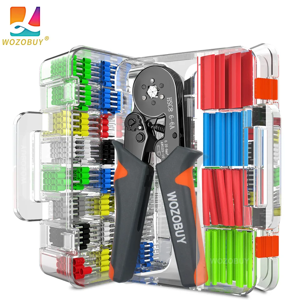 Wozobuy Crimping Tool Kit, HSC8 6-6A/6-4A Self-ustaliteľné kliešte na račinu, mini elektrické svorky pre rúrkový terminál