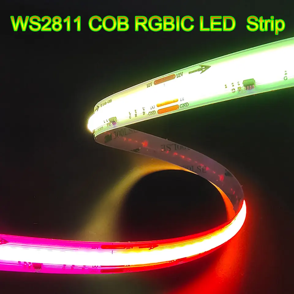 WS2811 COB RGB IC LED svetlo LED dióda DC12V 24V RGB PIXEL Artistiteľný 720/570/360LED/M SMART DREAM FOORMAL FLOWIBILE FCOB Lights RA90