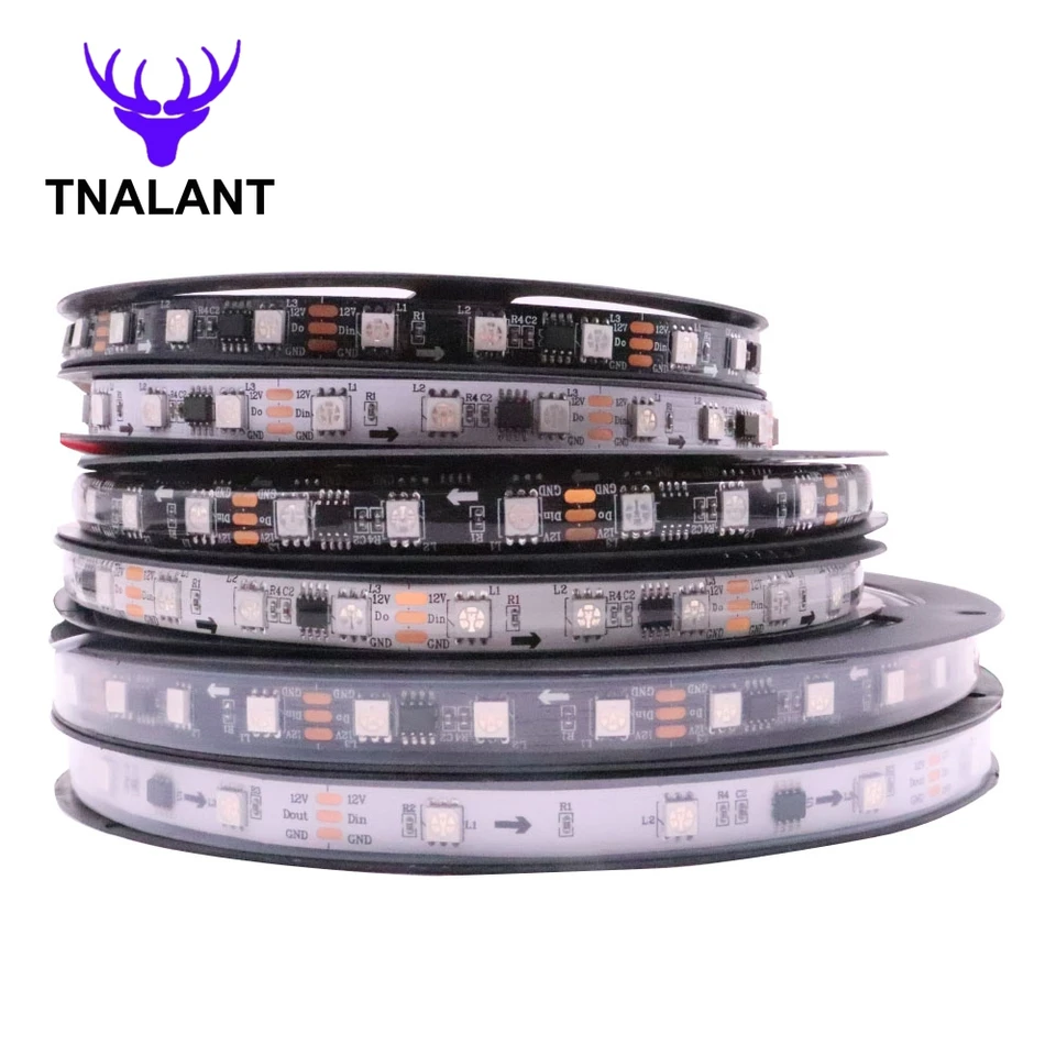 WS2811 LED pásma Adreačné adresovateľné inteligentné RGB LED svetlo WS2811IC externé 1 IC CONTROL 3LEDS 5050 SMD biela/čierna DC12V