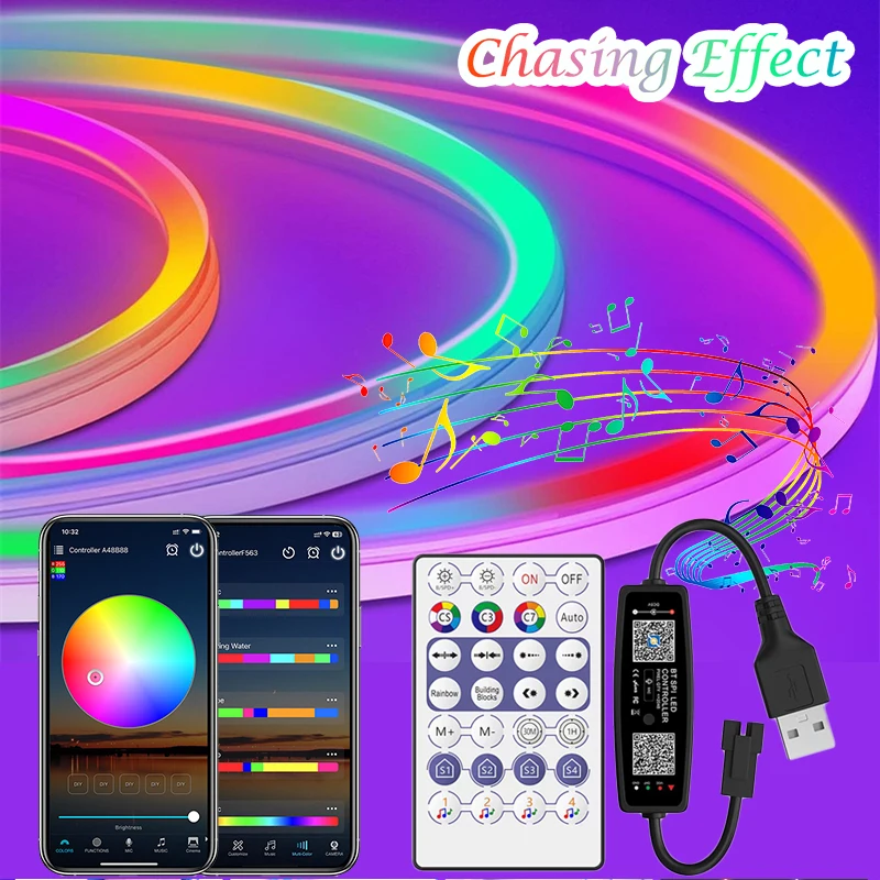 WS2812B RGBIC DreamColor LED Neon Strip Smart LED Strip Neon Sign Light s ovládacou aplikáciou App adresovateľná dúhová farba LED dióda