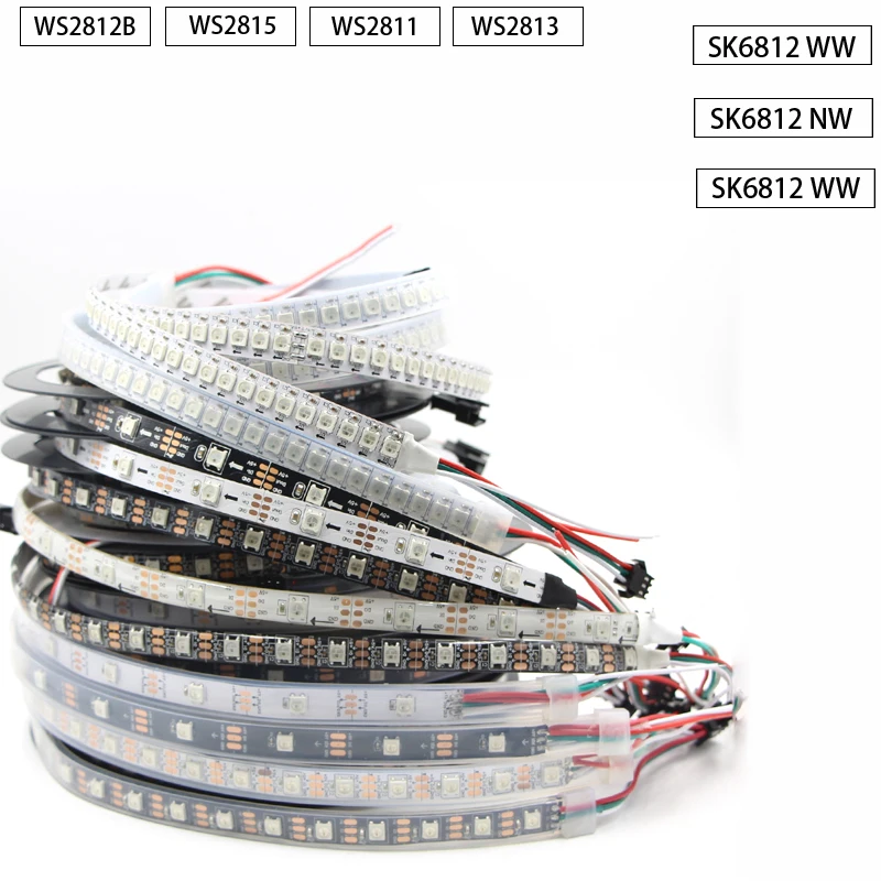WS2812B SK6812 RGBW WS2811 WS2813 WS2815 RGB LED pásma LED Svetlo Adresovateľné inteligentné pixely RGB Color Color Light Light IP30/65/67