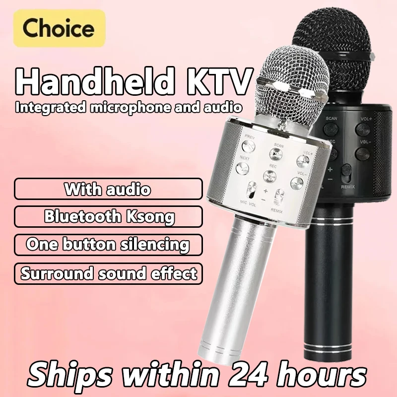 WS858 Profesionálny vreckový bezdrôtový mikrofón karaoke mikrofón USB Mikrofón pre detské hudobné prehrávač spievajúci rekordér KTV