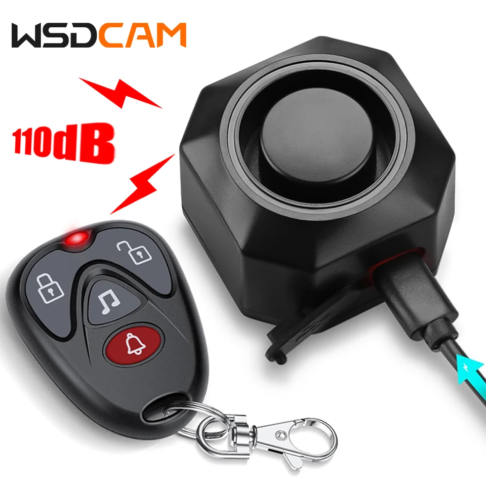 WSDCAM Vibračné motocykle Alarm Alarm vodotesný bicykel zlodeja s diaľkovým ovládaním anti stratený bezpečnostný senzor