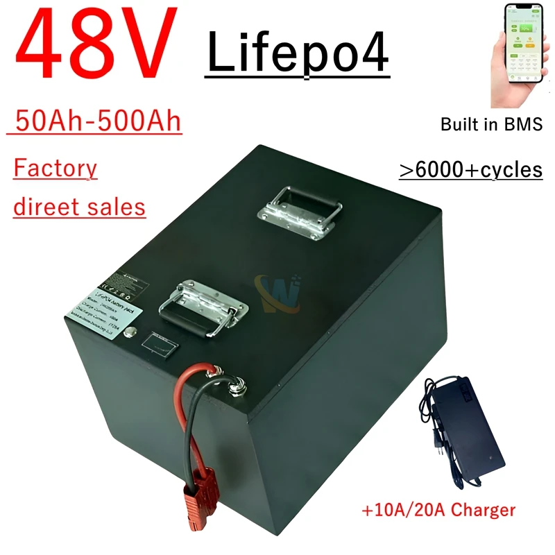 WT 48V 100AH ​​LIFEPO4 batéria 50AH 150AH 200AH 250AH 300AH 400AH 500AH pre 5 kW 10 kW Inverter Solar Fottovoltaic System mimo siete