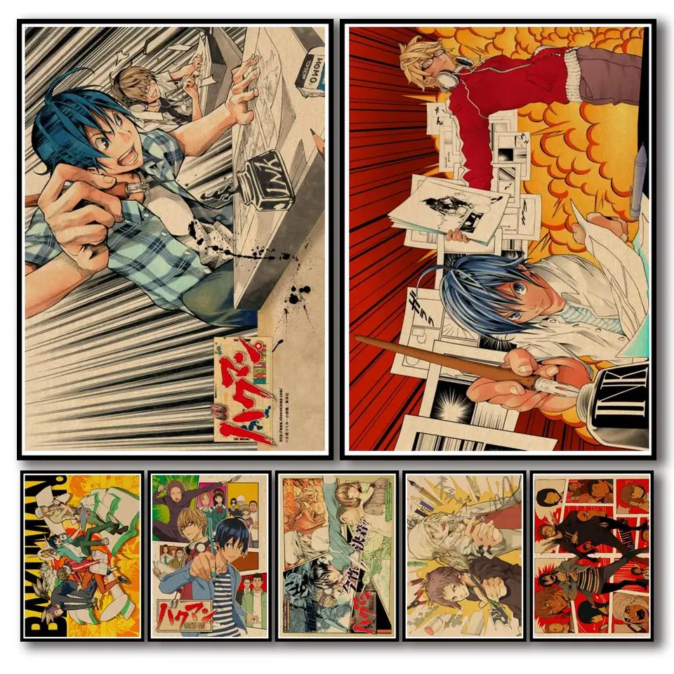 Wtq anime retro plagát Bakuman Canvas maľba anime plagáty nástenné dekorácie nástenné umenie Obrázok pre obývaciu izbu dekora