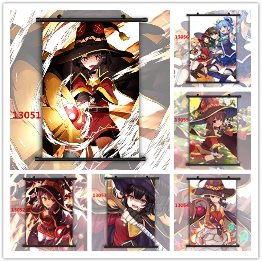 WTQ Konosuba Aqua Darkness Megumin HD Tlač retro plagátu maľba anime plagáty stena dekora