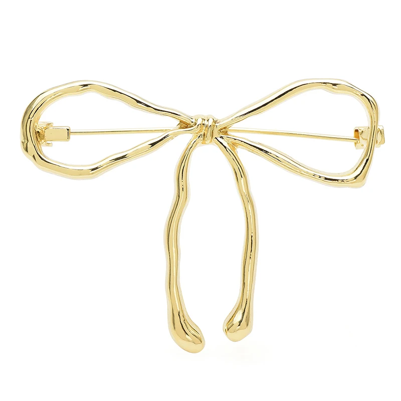 Wuli & Baby Classic Bowknot Brošes Piny pre ženy unisex 2-farebná nehrdzavejúca oceľ Krásne uzlové večierky